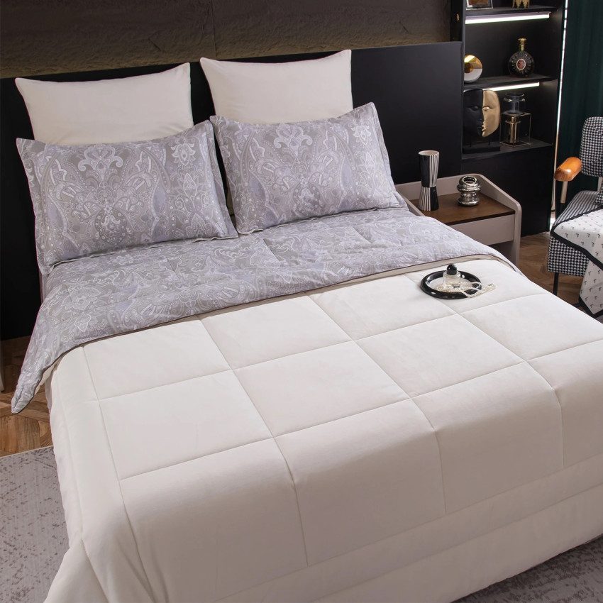 Комплект постельного белья Сатин Velouria Luxe с Одеялом 002 Евро 4 наволочки, простынь на резинке 180x200x25