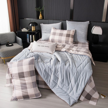 Комплект постельного белья Сатин Velouria Luxe с Одеялом 005 Евро 4 наволочки, простынь на резинке 140x200x25