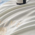 Комплект постельного белья Сатин-Шелк Я IN LOVE 012 Молочный / Светло-голубой Семейный на резинке 160х200х30 4 наволочки