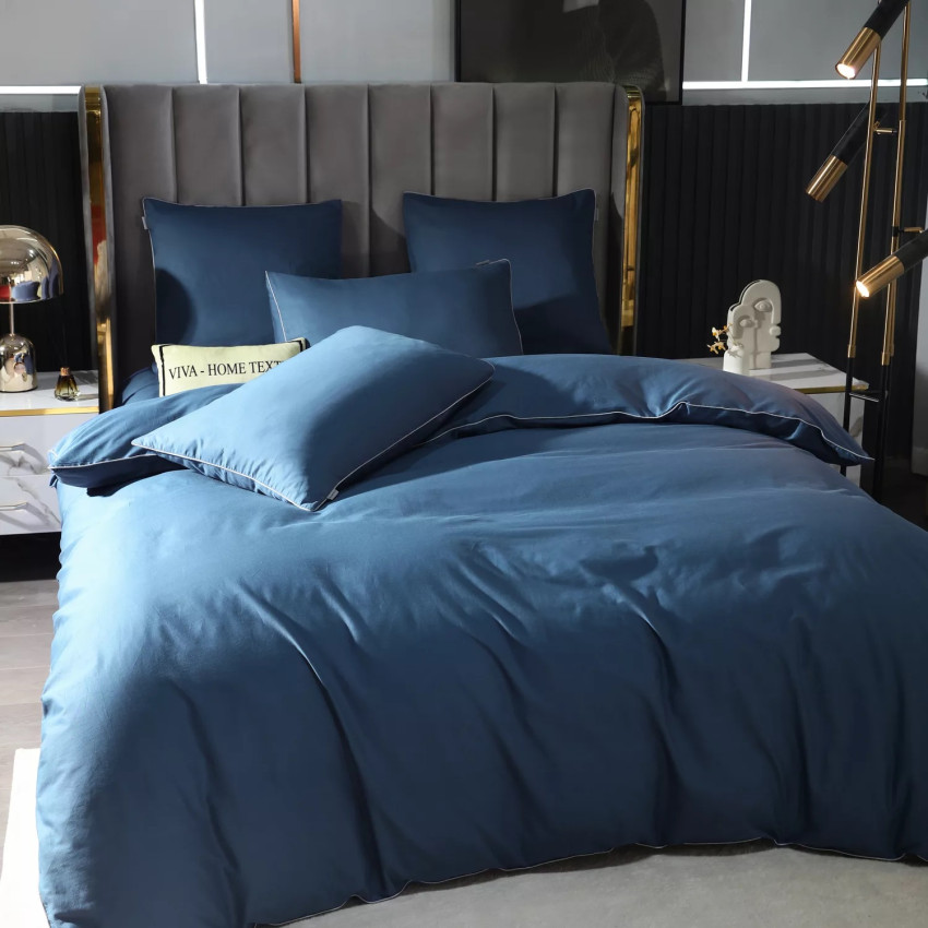 Постельное белье Египетский хлопок Элитный Голубой 2 спальный на резинке 160x200x30