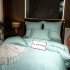Постельное белье Египетский хлопок Премиум широкий кант Светло-бирюзовый 2 спальный на резинке 160x200x30