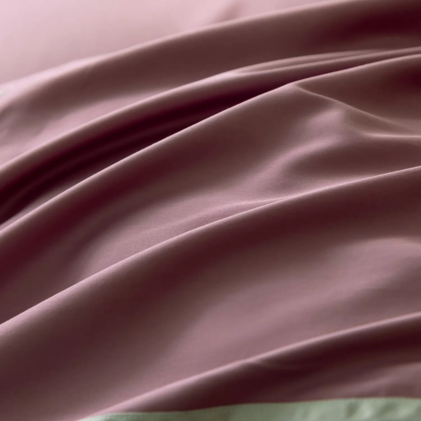 Постельное белье Египетский хлопок Премиум широкий кант Бледно-розовый Евро на резинке 180x200x30