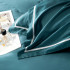 Постельное белье Египетский хлопок Премиум широкий кант Лазурно-синий 2 спальный на резинке 140x200x30