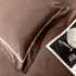 Постельное белье Египетский хлопок Премиум широкий кант Светло-коричневый 2 спальный на резинке 180x200x30