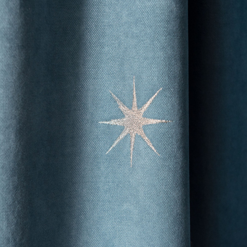 Комплект штор с вышивкой Бэлли Голубой, 145x270 см - 2 шт.