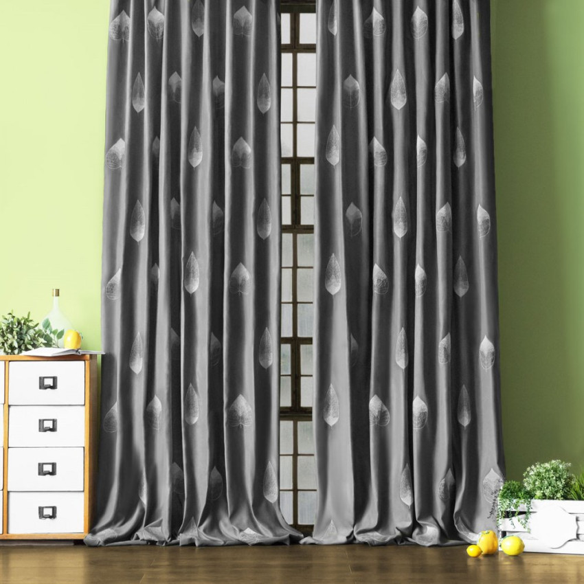 Комплект штор с вышивкой Элис Темно-серый, 145x270 см - 2 шт.