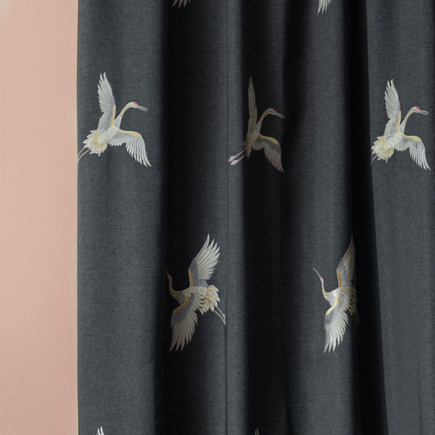 Комплект штор с вышивкой Аника Мокрый асфальт, 145x270 см - 2 шт.