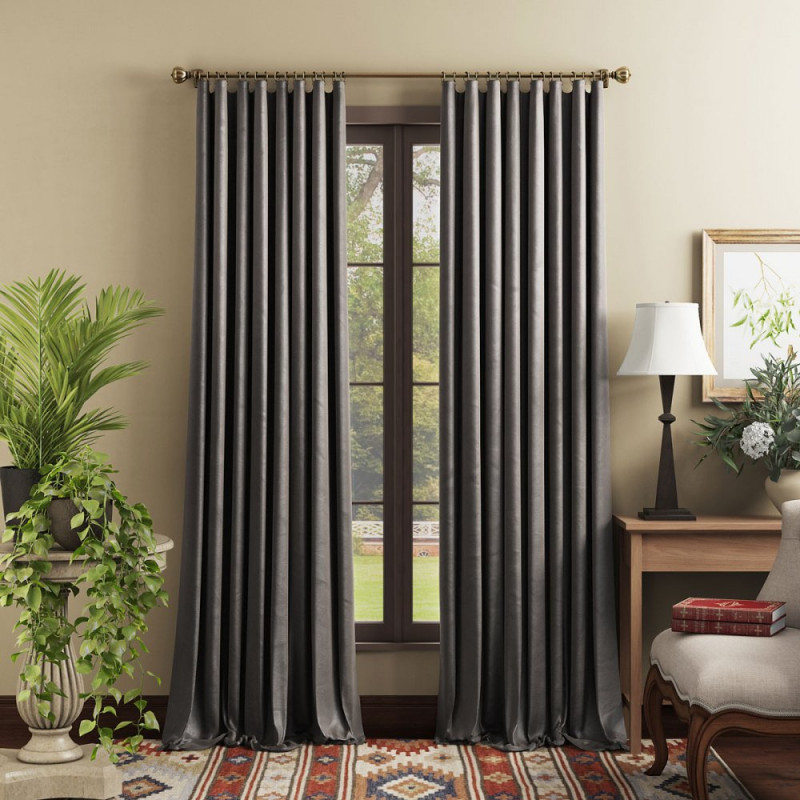 Комплект штор из бархата Репаблик Серый, 240x270 см - 2 шт. Комплект штор из бархата Репаблик Серый, 240x270 см - 2 шт.