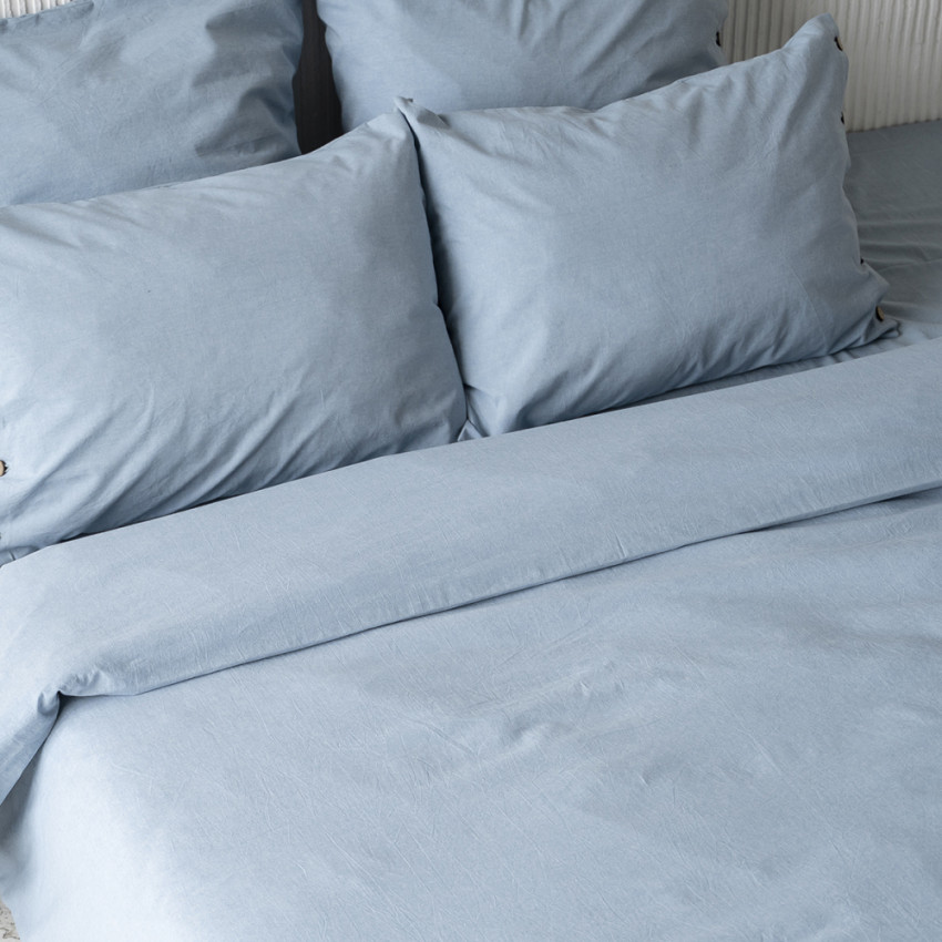 Комплект постельного белья Бойл Голубой 1,5 сп с простыней на резинке 160x200x25