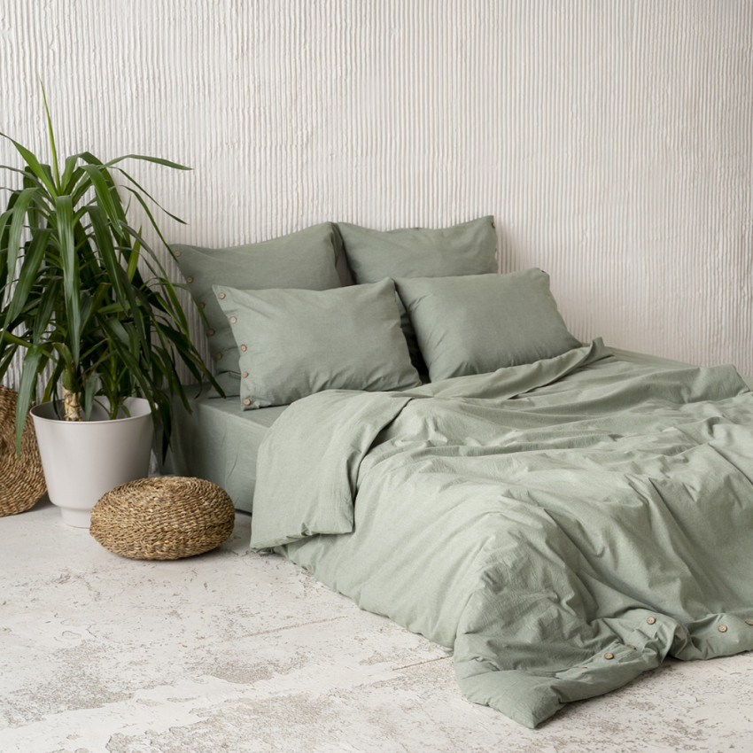 Комплект постельного белья Бойл Зеленый Евро 240x260