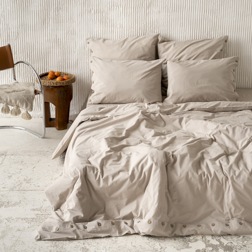 Комплект постельного белья Бойл Серый 1,5 сп с простыней на резинке 180x200x25