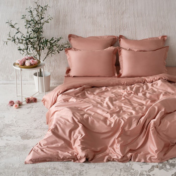 Комплект постельного белья Киа Бежево-розовый Евро