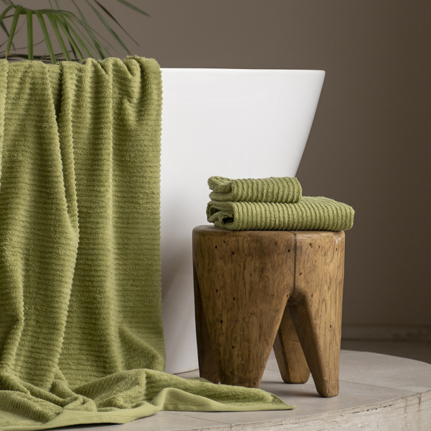 Махровое полотенце Лайн Зеленый 70х140