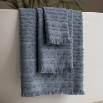 Махровое полотенце Вэйв Серо-голубой 30x50