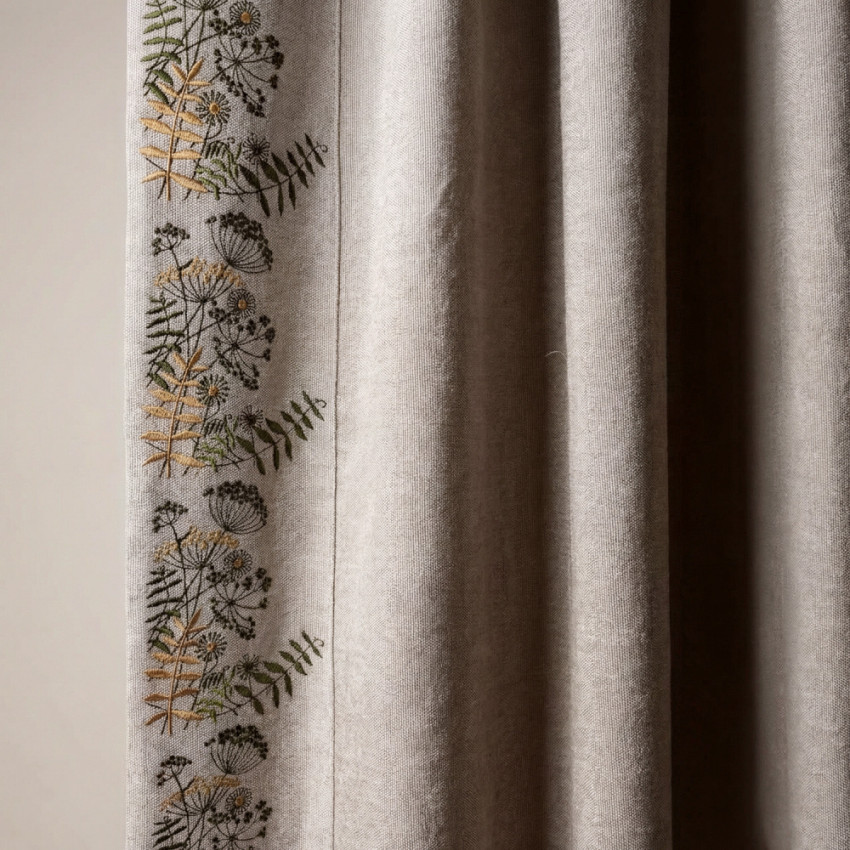 Комплект штор с вышивкой Пауль Бежевый 200х290 см