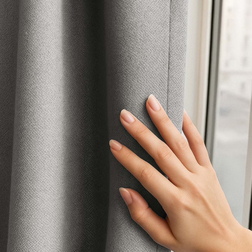 Комплект штор блэкаут с подхватами Мириам Серо-бежевый 200х250 см