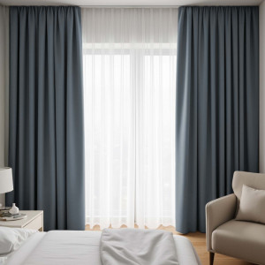 Комплект штор блэкаут с подхватами Мириам Синий 200х250 см