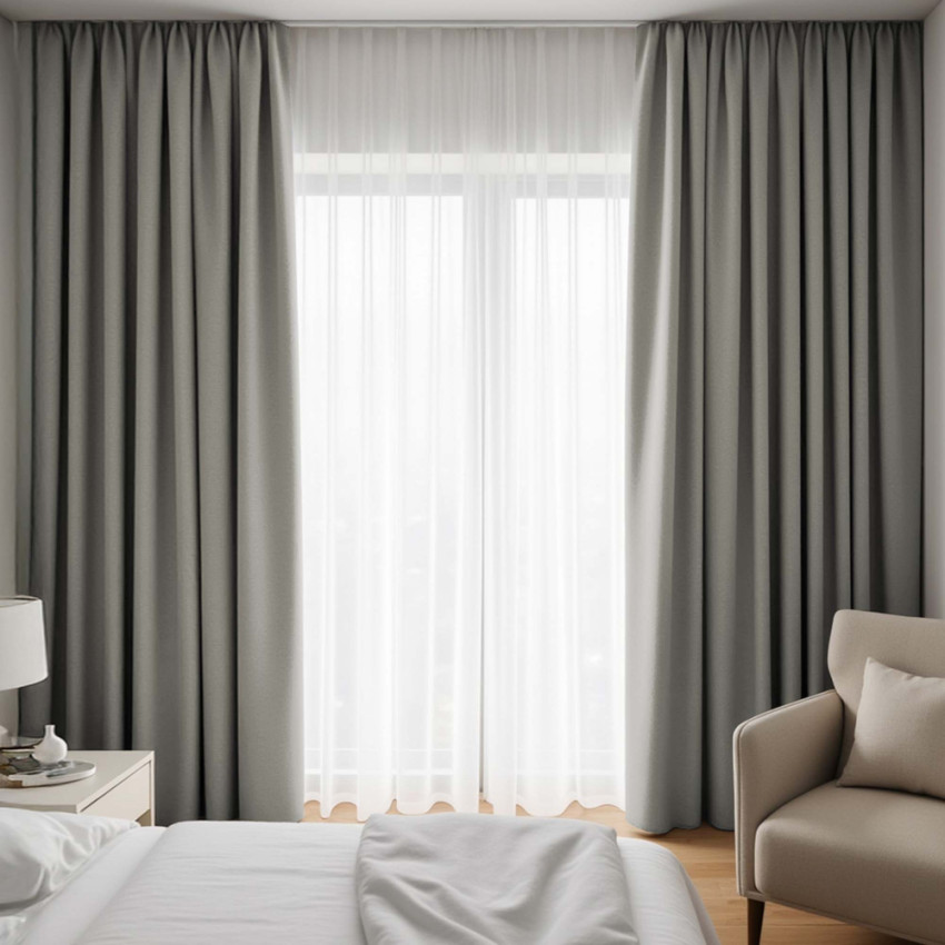 Комплект штор блэкаут с подхватами Мириам Серо-бежевый 200х250 см